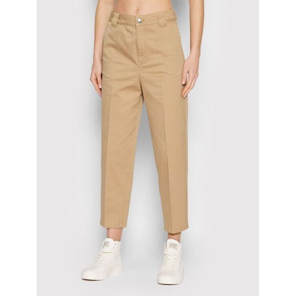 Khaki United Colors of Benetton Cropped Flat Front Chino Pants (NWT) - Picture 1 of 11